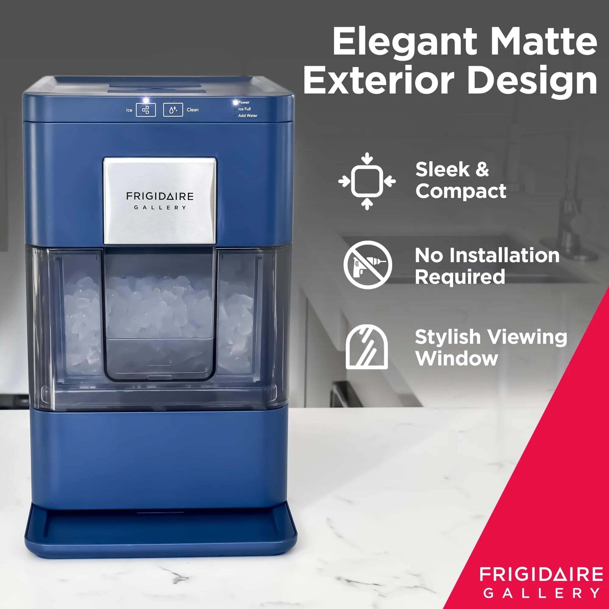 Frigidaire Nugget Ice Maker, Countertop Ice Machine with Transparent Window, Sonic Ice Maker with 44 lbs. Capacity, Auto Self Cleaning Ice Maker Machine, 2.0 Gen, Cream - 16.75D x 11.75W x 20.25H