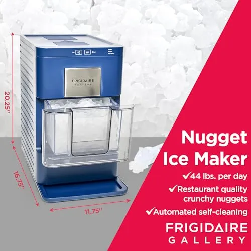 Frigidaire Nugget Ice Maker, Countertop Ice Machine with Transparent Window, Sonic Ice Maker with 44 lbs. Capacity, Auto Self Cleaning Ice Maker Machine, 2.0 Gen, Cream - 16.75D x 11.75W x 20.25H