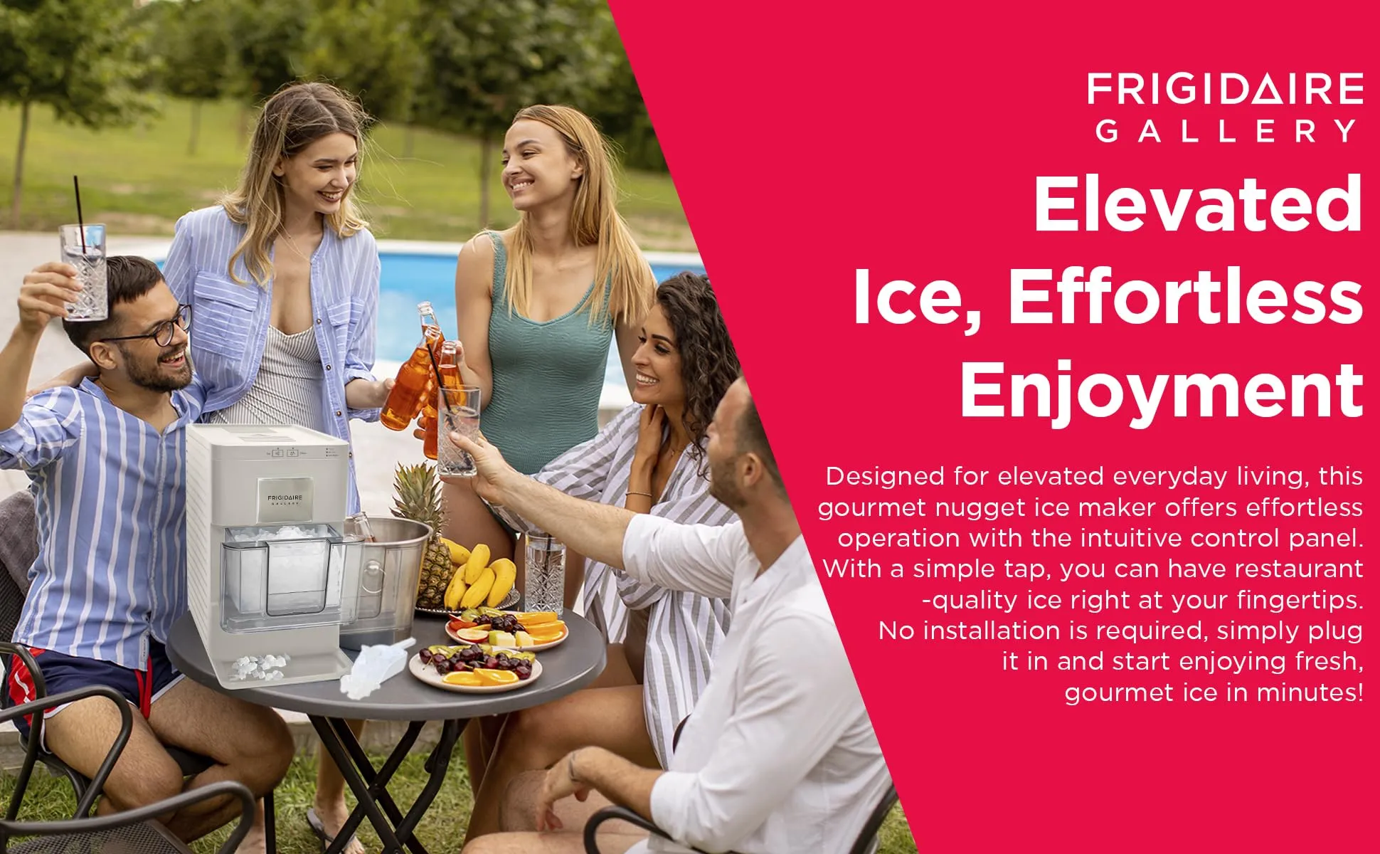 Frigidaire Nugget Ice Maker, Countertop Ice Machine with Transparent Window, Sonic Ice Maker with 44 lbs. Capacity, Auto Self Cleaning Ice Maker Machine, 2.0 Gen, Cream - 16.75D x 11.75W x 20.25H