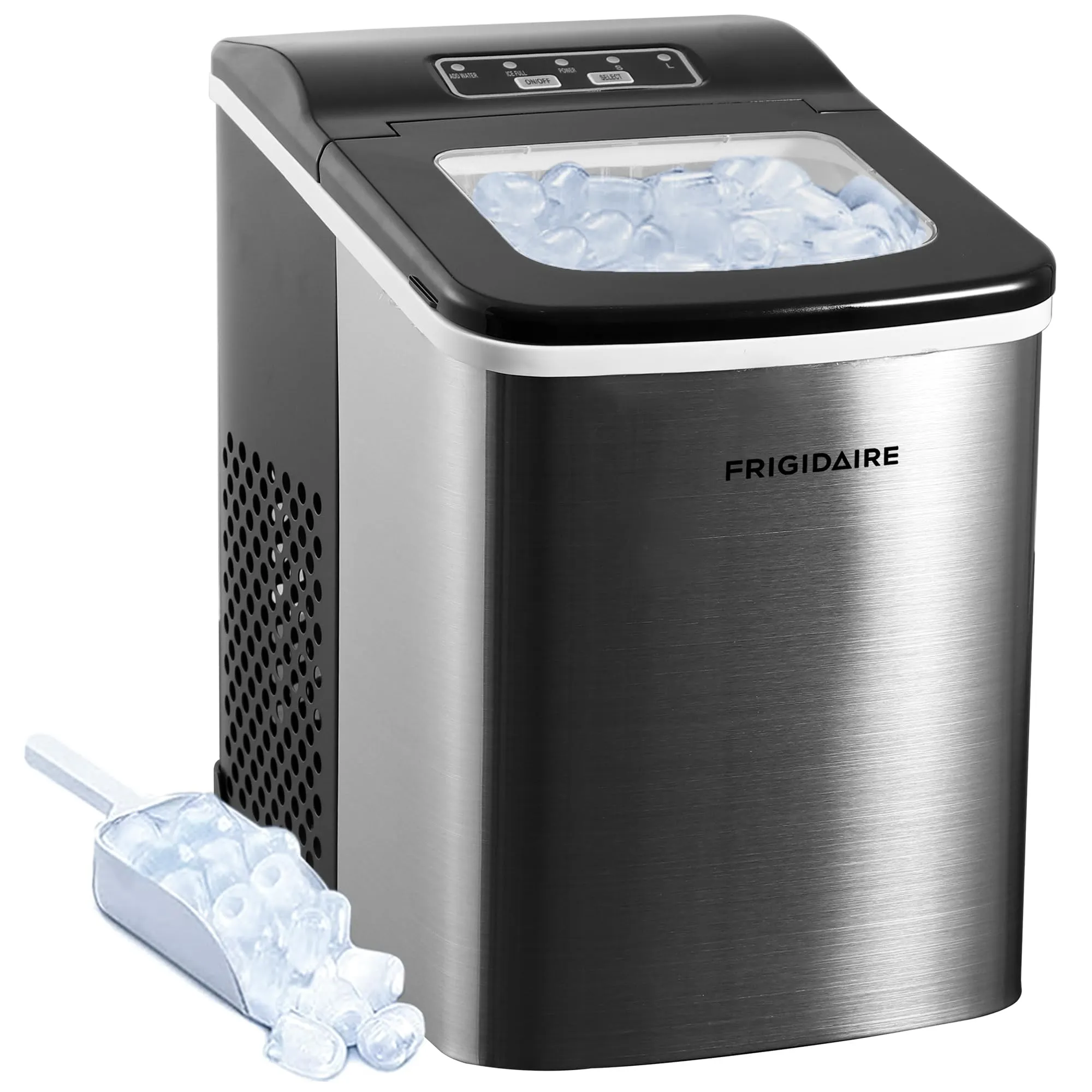 Frigidaire Nugget Ice Maker, Countertop Ice Machine with Transparent Window, Sonic Ice Maker with 44 lbs. Capacity, Auto Self Cleaning Ice Maker Machine, 2.0 Gen, Cream - 16.75D x 11.75W x 20.25H