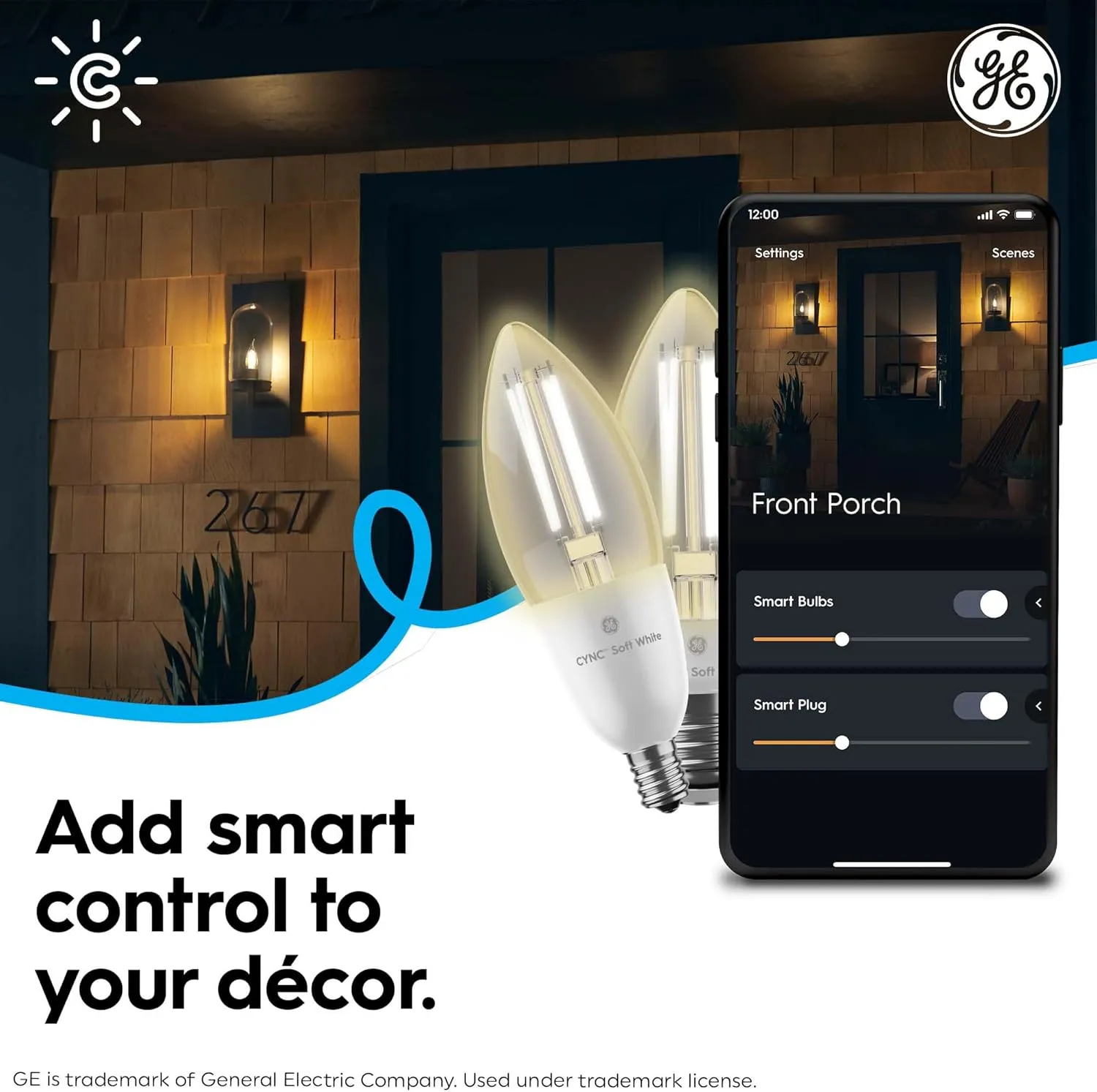 GE CYNC Smart LED Light Bulb, B11 Candle Light Bulb, Works with Amazon Alexa and Google Home, WiFi Light, 60W Equivalent, Soft White, Small Base (Pack of 4)