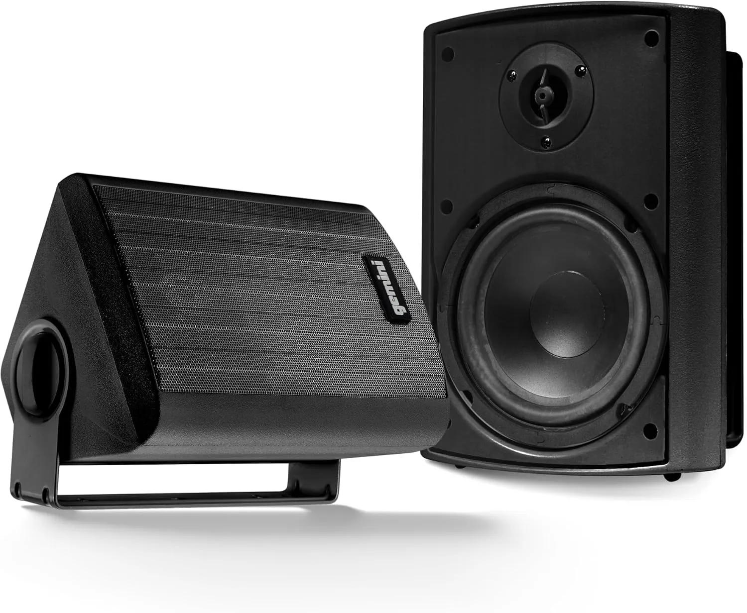 Gemini Sound GHSI-W400BT 4" Outdoor Bluetooth Speakers  Wired Powered IP44 Waterproof Wall Mount Pair, Rust-Proof Aluminum Grills, Expandable to 16 Speakers, Compact Full-Range Stereo (Black)
