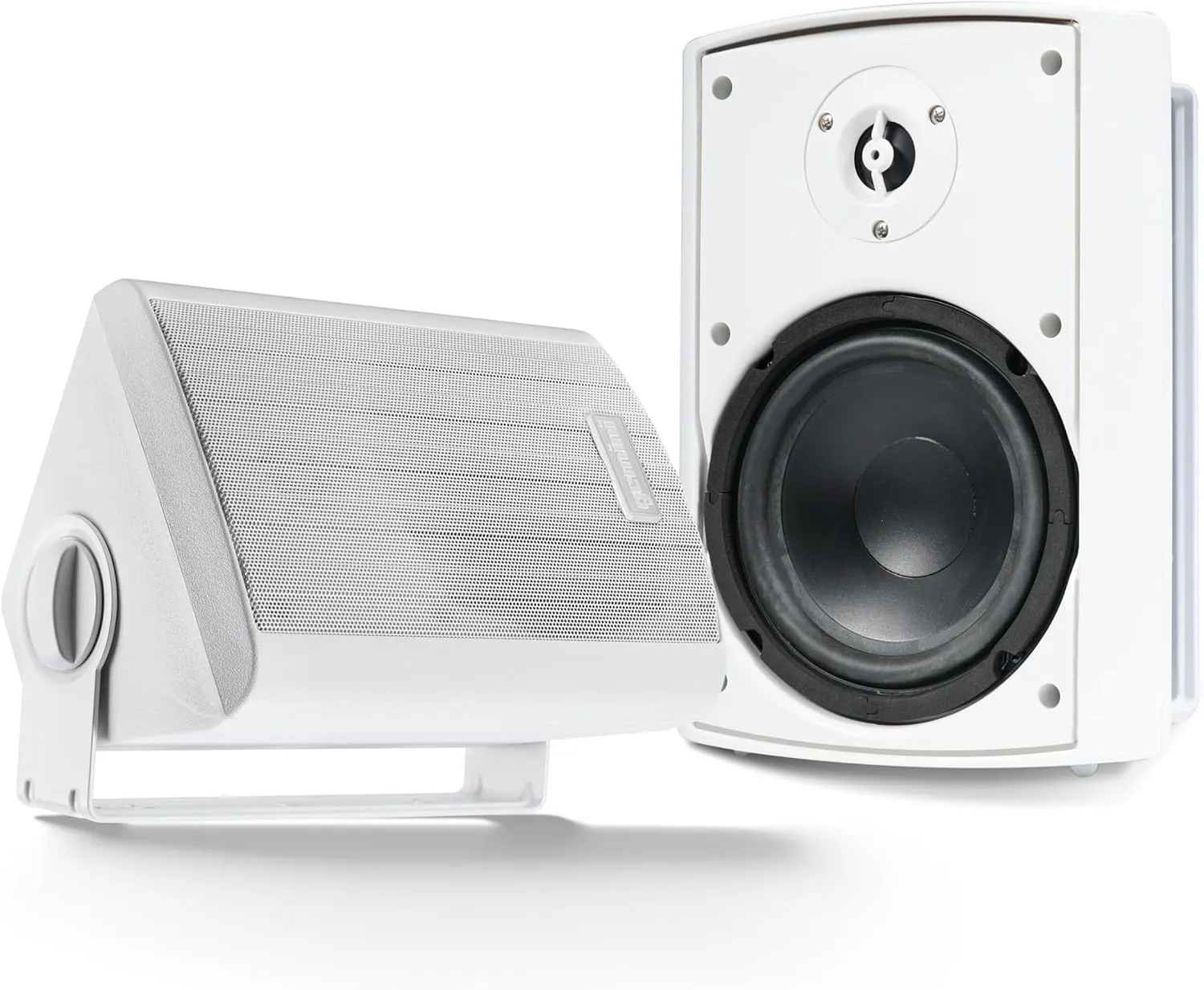 Gemini Sound GHSI-W650BT 6.5" Outdoor Bluetooth Speakers  Wired Powered IP44 Waterproof Wall Mount Pair for Patios, Rust-Proof Aluminum Grills, Expandable to 16 Speakers, Immersive Sound (White)