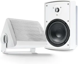 Gemini Sound GHSI-W650BT 6.5" Outdoor Bluetooth Speakers  Wired Powered IP44 Waterproof Wall Mount Pair for Patios, Rust-Proof Aluminum Grills, Expandable to 16 Speakers, Immersive Sound (White)