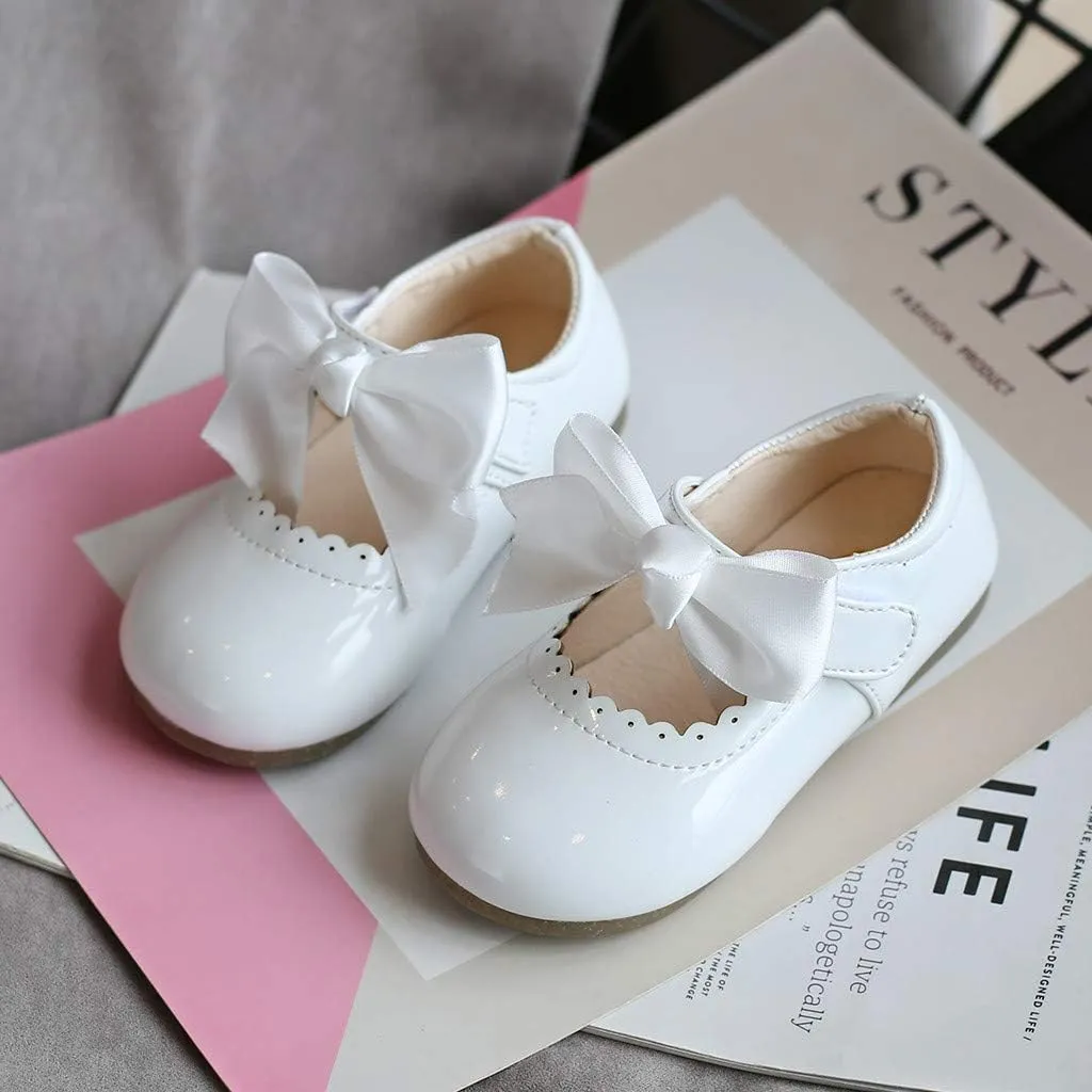 Girls Leather Sneakers Soft Rubber Sole Toddler Kids Baby Girls Butterfly Knot Princess Leather Shoes Sandals