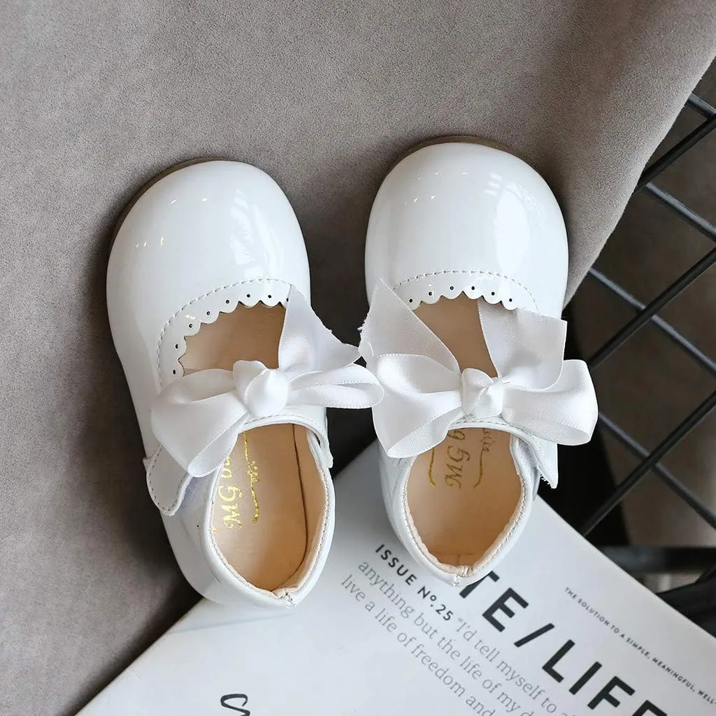Girls Leather Sneakers Soft Rubber Sole Toddler Kids Baby Girls Butterfly Knot Princess Leather Shoes Sandals