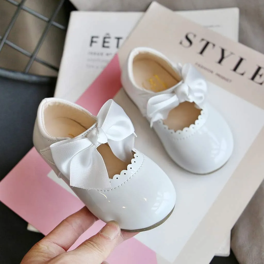 Girls Leather Sneakers Soft Rubber Sole Toddler Kids Baby Girls Butterfly Knot Princess Leather Shoes Sandals