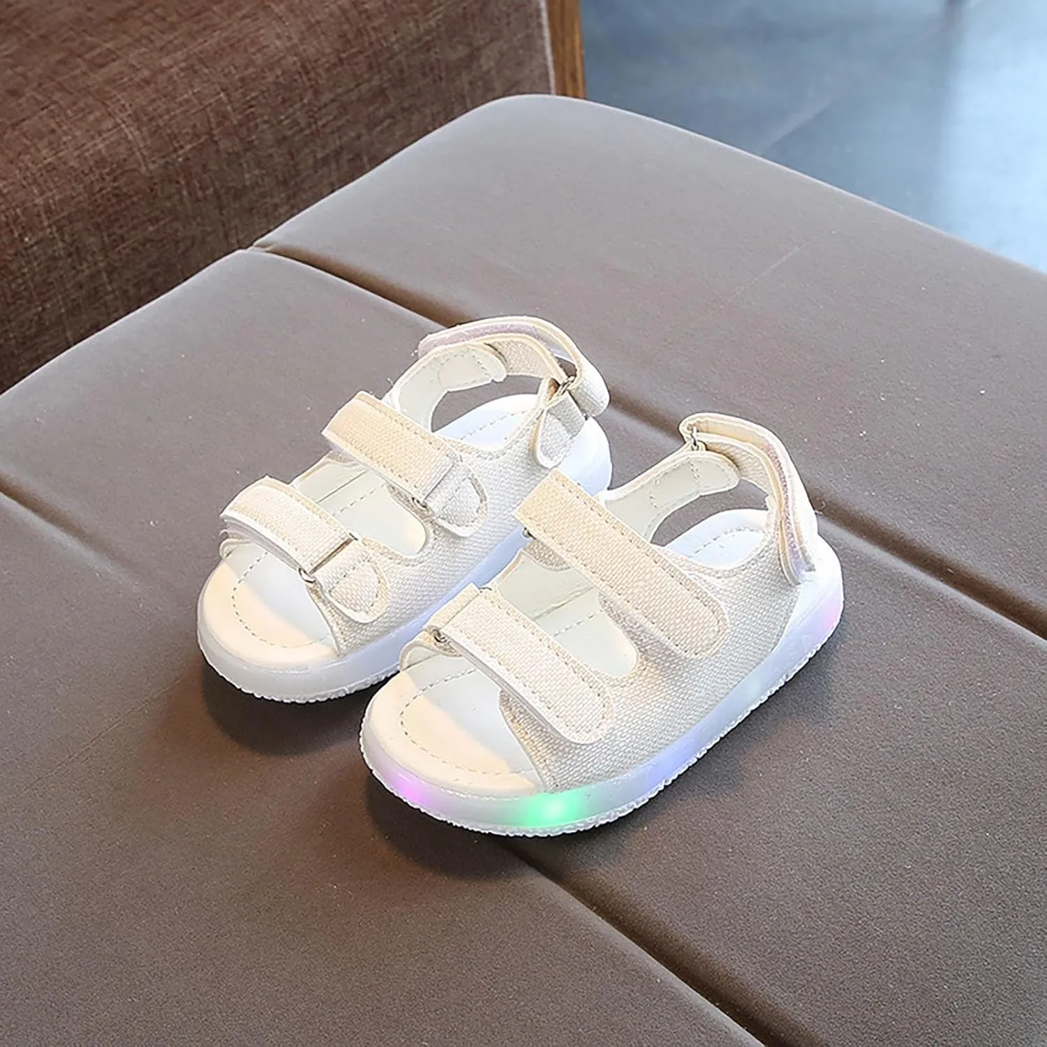 Girls LED Light Up Sandals, Slip On aterproof Adjustable Strap Open Toe Water Shoes for Toddler/ittle Kids