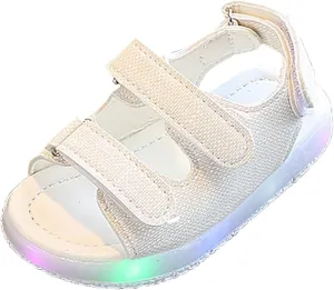 Girls LED Light Up Sandals, Slip On aterproof Adjustable Strap Open Toe Water Shoes for Toddler/ittle Kids