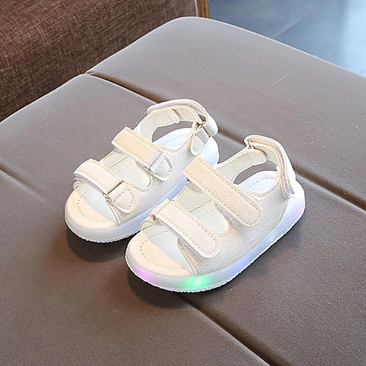 Girls LED Light Up Sandals, Slip On aterproof Adjustable Strap Open Toe Water Shoes for Toddler/ittle Kids