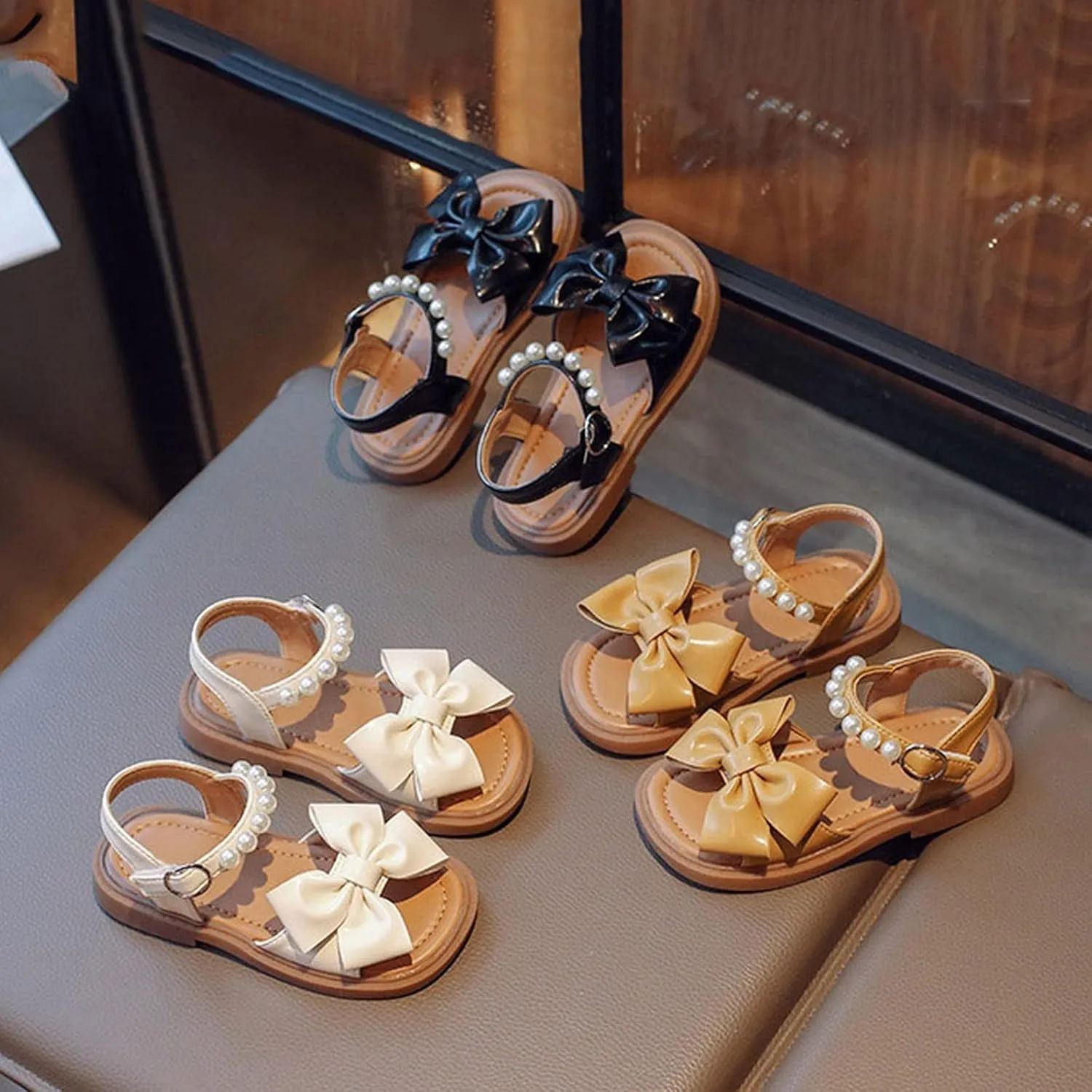 Girls' Sandals Summer Children's Soft Sole Shoes Fashion Girls' Bow Princess Shoes Baby Beach Shoes Shoes for Baby Girls