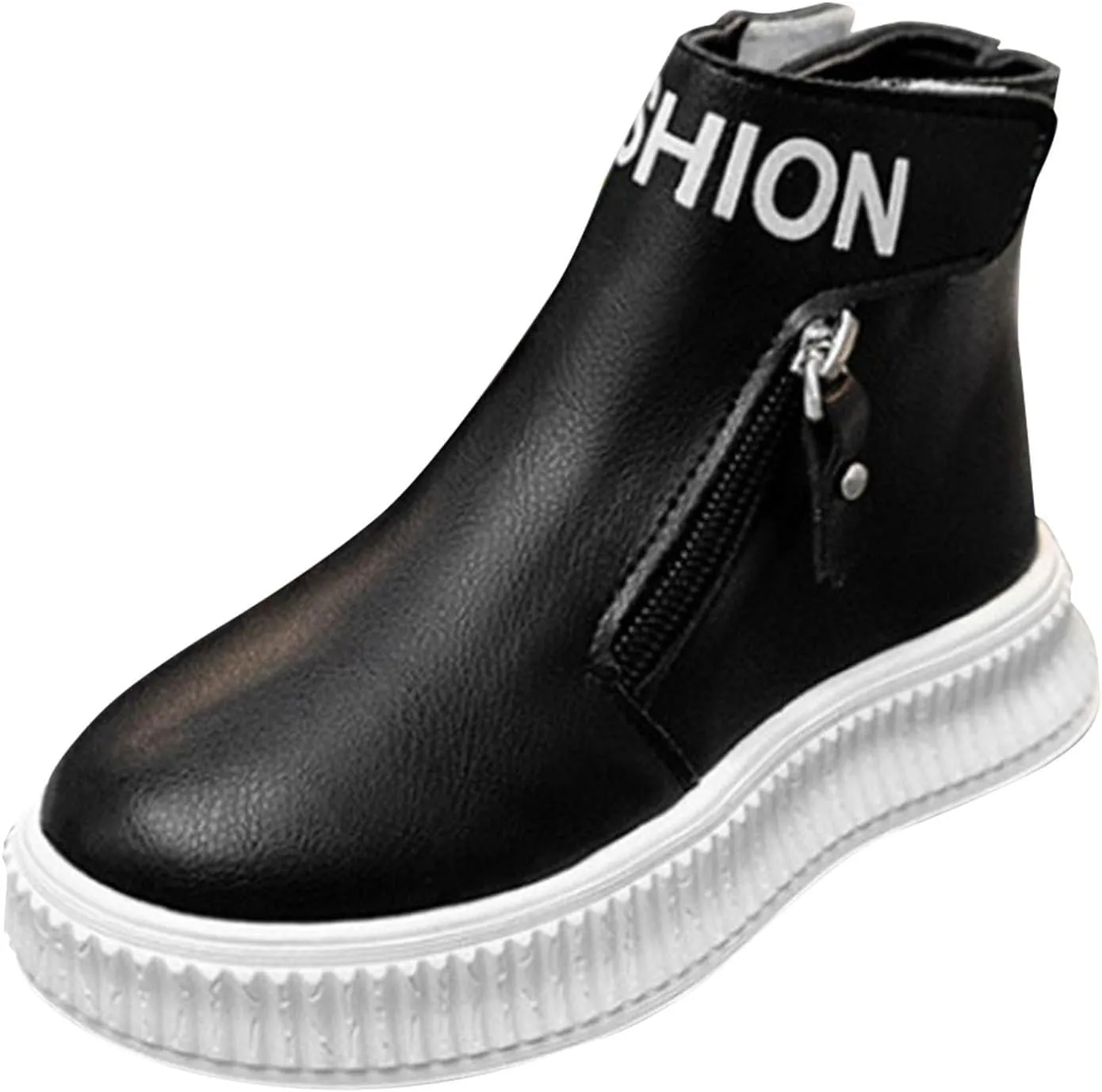 Girls Wedge Platform Booties PU Leather Water Proof Fashion Sneakers Soft Sole Breathable Casual Working Shoes
