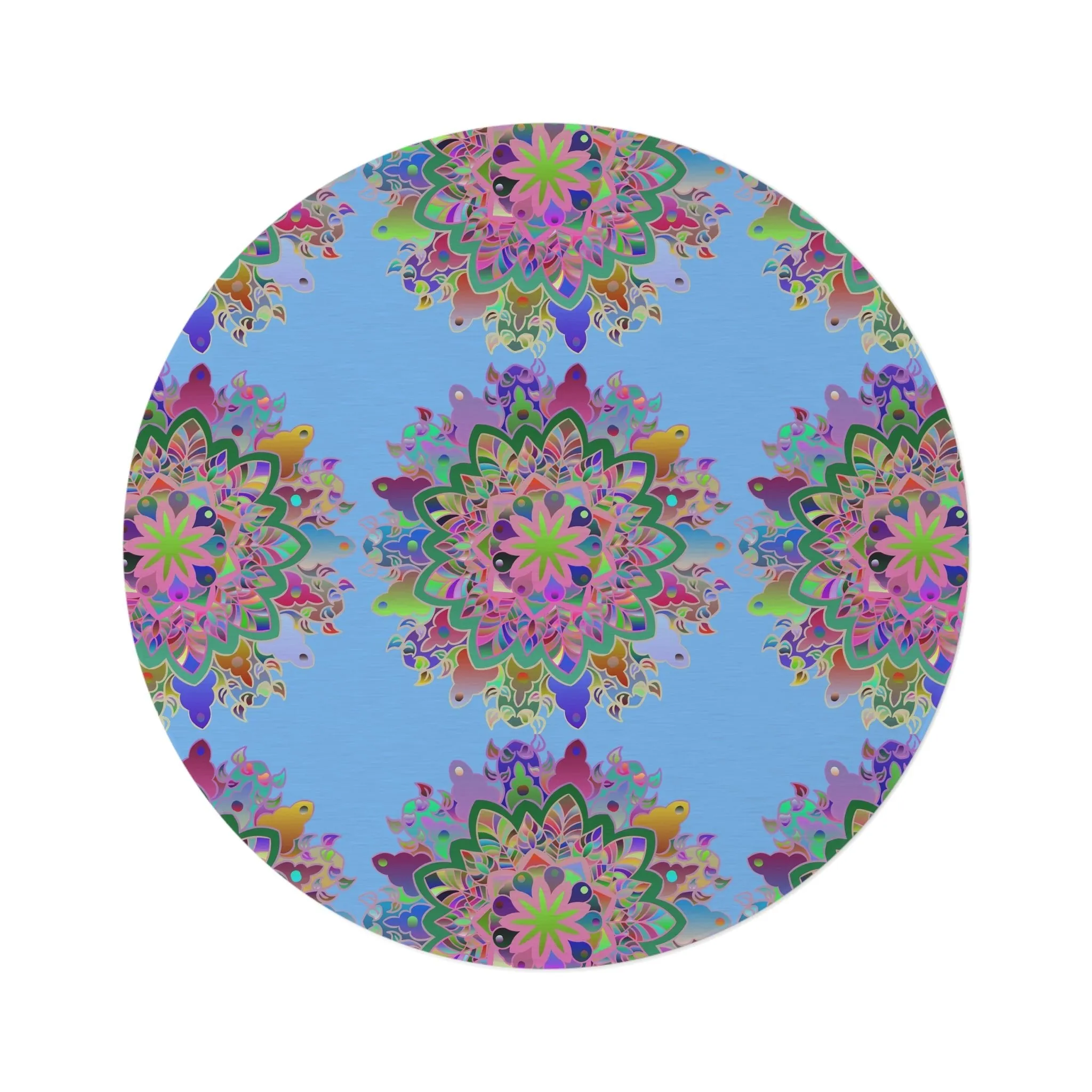 Handmade Mandala Round Rug - Grape Background, 60" Chenille