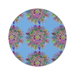 Handmade Mandala Round Rug - Grape Background, 60" Chenille