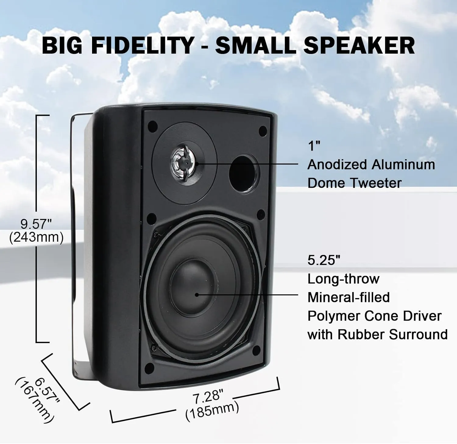 Herdio 5.25 Inch 600W Outdoor Bluetooth Speakers Waterproof Wired Wall Mount Weatherproof Loudspeaker System for Indoor- Outdoor Garden Poolside Patio Garage Home(4 Speakers,Black)