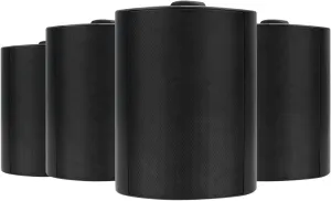 Herdio 5.25 Inch 600W Outdoor Bluetooth Speakers Waterproof Wired Wall Mount Weatherproof Loudspeaker System for Indoor- Outdoor Garden Poolside Patio Garage Home(4 Speakers,Black)
