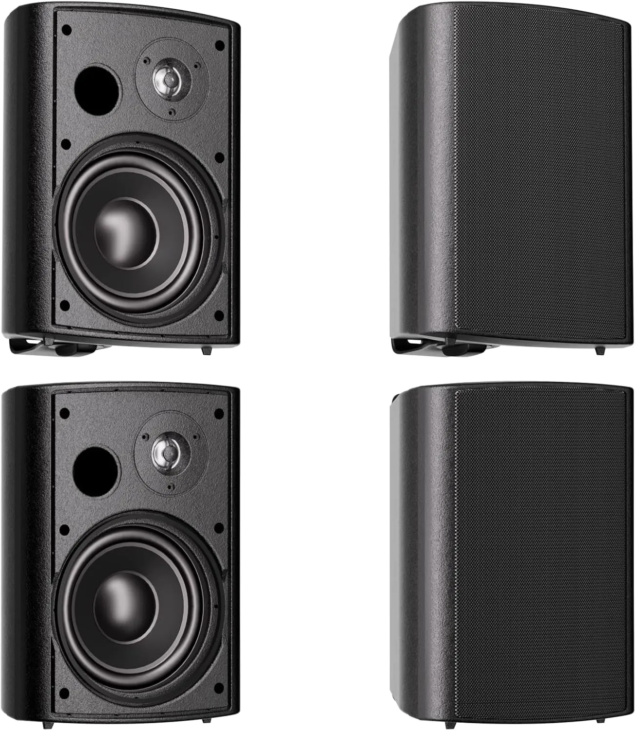 Herdio 6.5 Inches Outdoor Speakers Wired Waterproof Passive,Wall Mount Speakers with 800 Watts Powerful Bass for Home Patio Garden Covered Deck,All-Weather Durability,Black(2 Pairs)