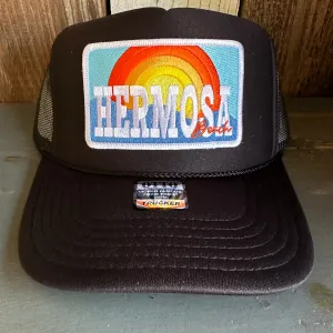 Hermosa Beach 72 & SUNNY High Crown Trucker Hat - Black (Curved Brim)