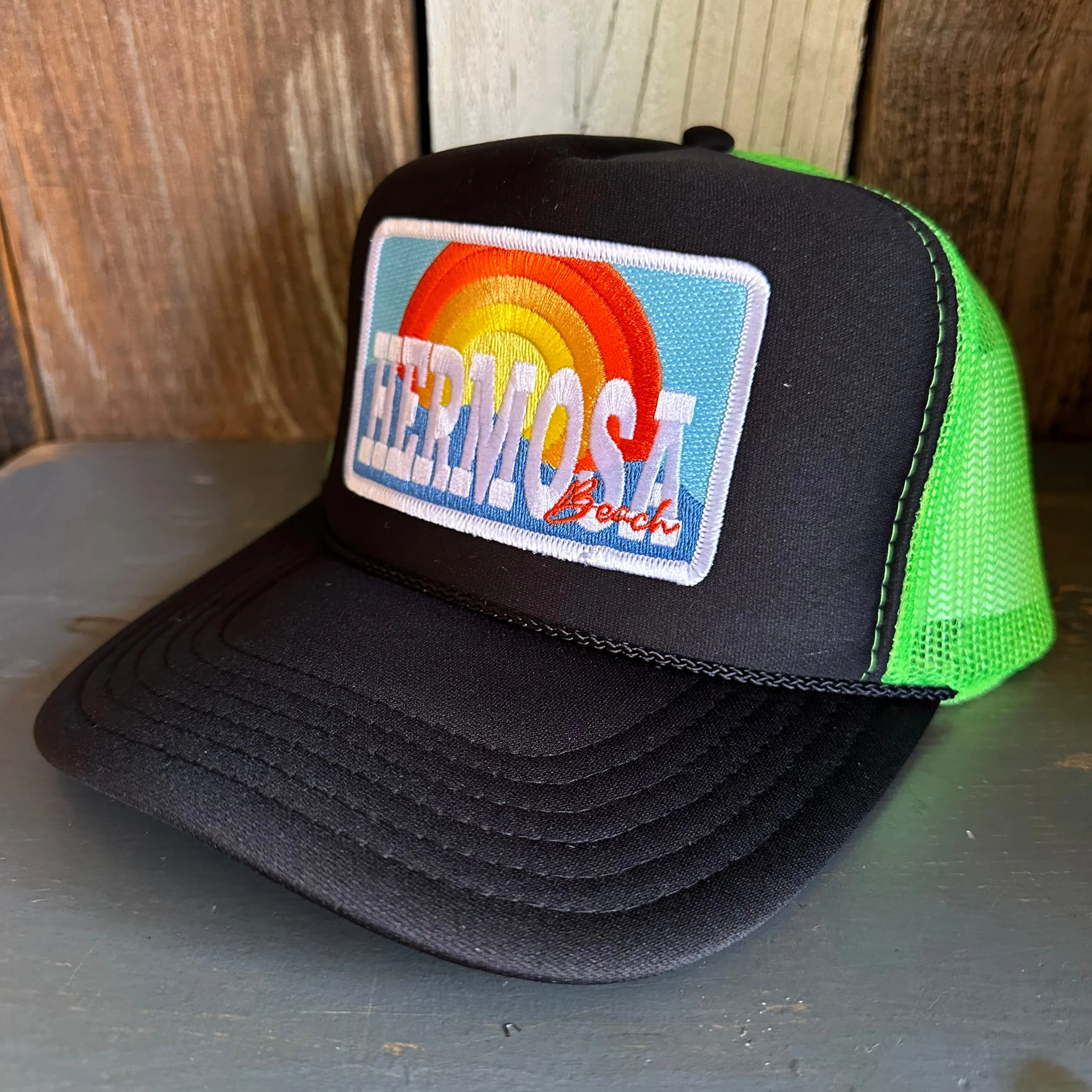 Hermosa Beach 72 & SUNNY Trucker Hat - Black/Neon Green/Black