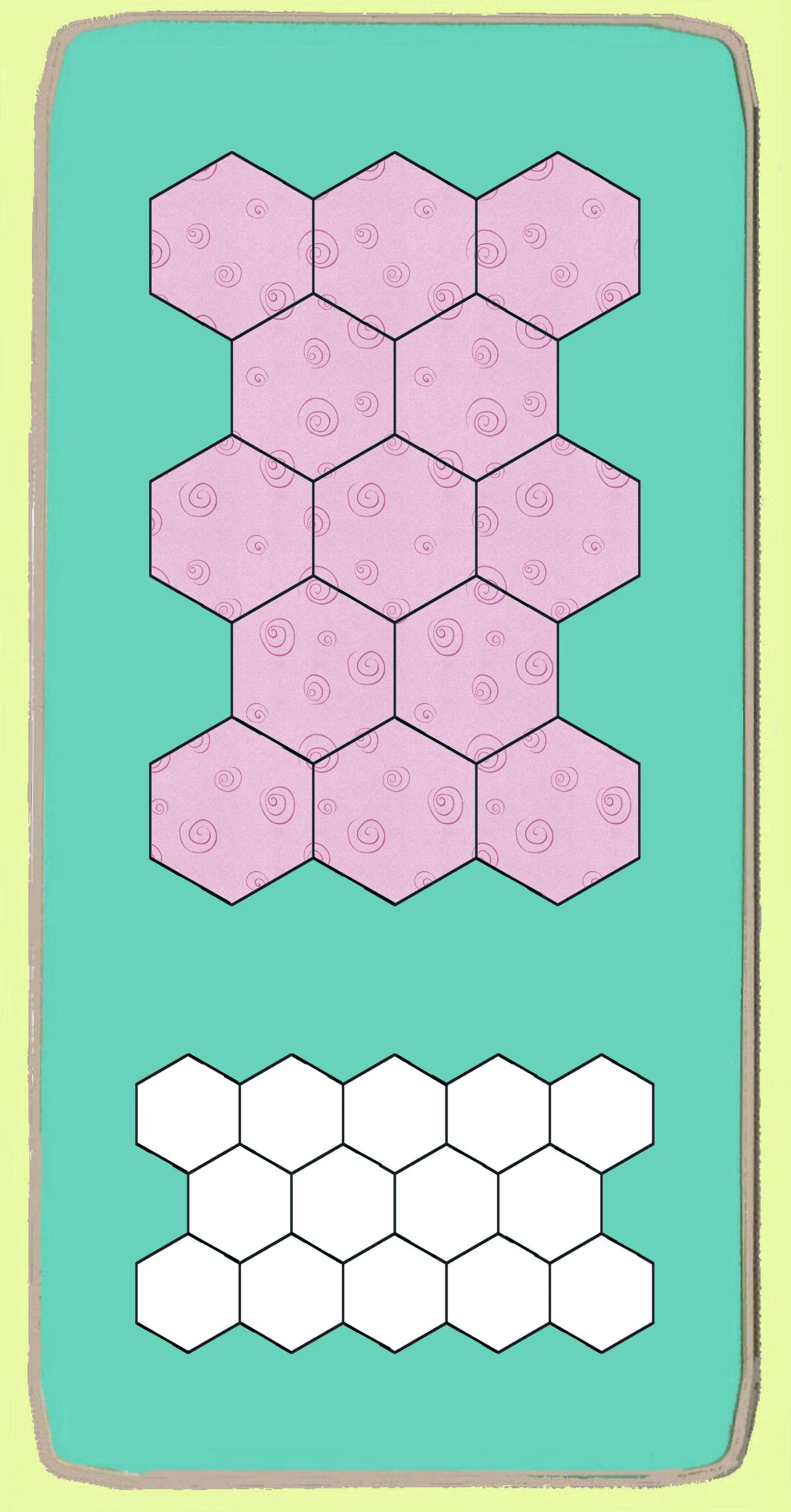 Hexagons ½" finished sides - 1/4" seam allowance - Paper and Fabric shapes - 6266 - includes cutting mat