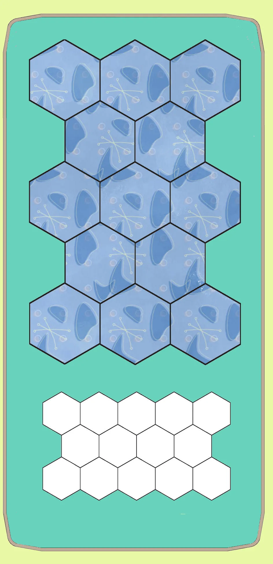 Hexagons ½" finished sides - 3/8" seam allowance - Paper and Fabric shapes - 6267 - includes cutting mat