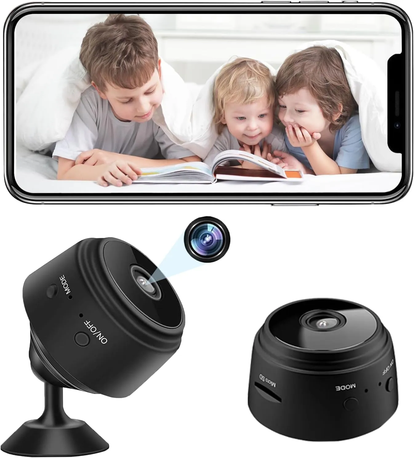 Hidden Camera Spy Camera, 1080P HD Mini Wireless WiFi Camera for Home Security, Night Vision APP Control Surveillance Camera for Room Nanny Cam, Baby, Pets Compatible with iOS, Android(Video Only)