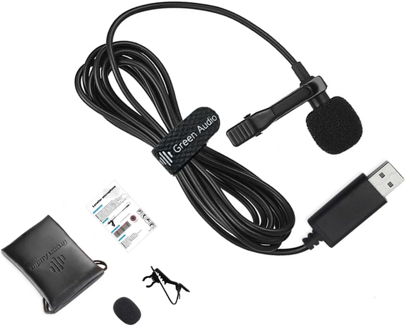 High Sensitivity USB Lavalier Mic Condenser Microphone Enjoy 360 Degree Clear Sound Pickup for Online Chatting Meeting