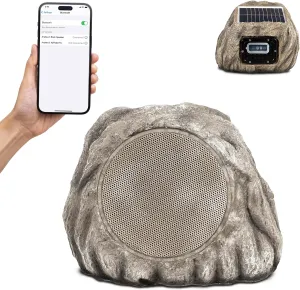 Homewell Solar Rock Speakers - Multi-Link up to 9 Units Total - Outdoor Waterproof Bluetooth Wireless Landscape Speakers for Pool, Patio, Deck, Backyard, Garden - (1-Pack)