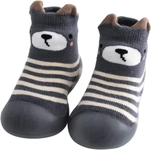 House Slippers Kids Toddler Baby Boys Girls Solid Warm Knit Soft Sole Rubber Shoes Slipper Stocking Soft Shoes