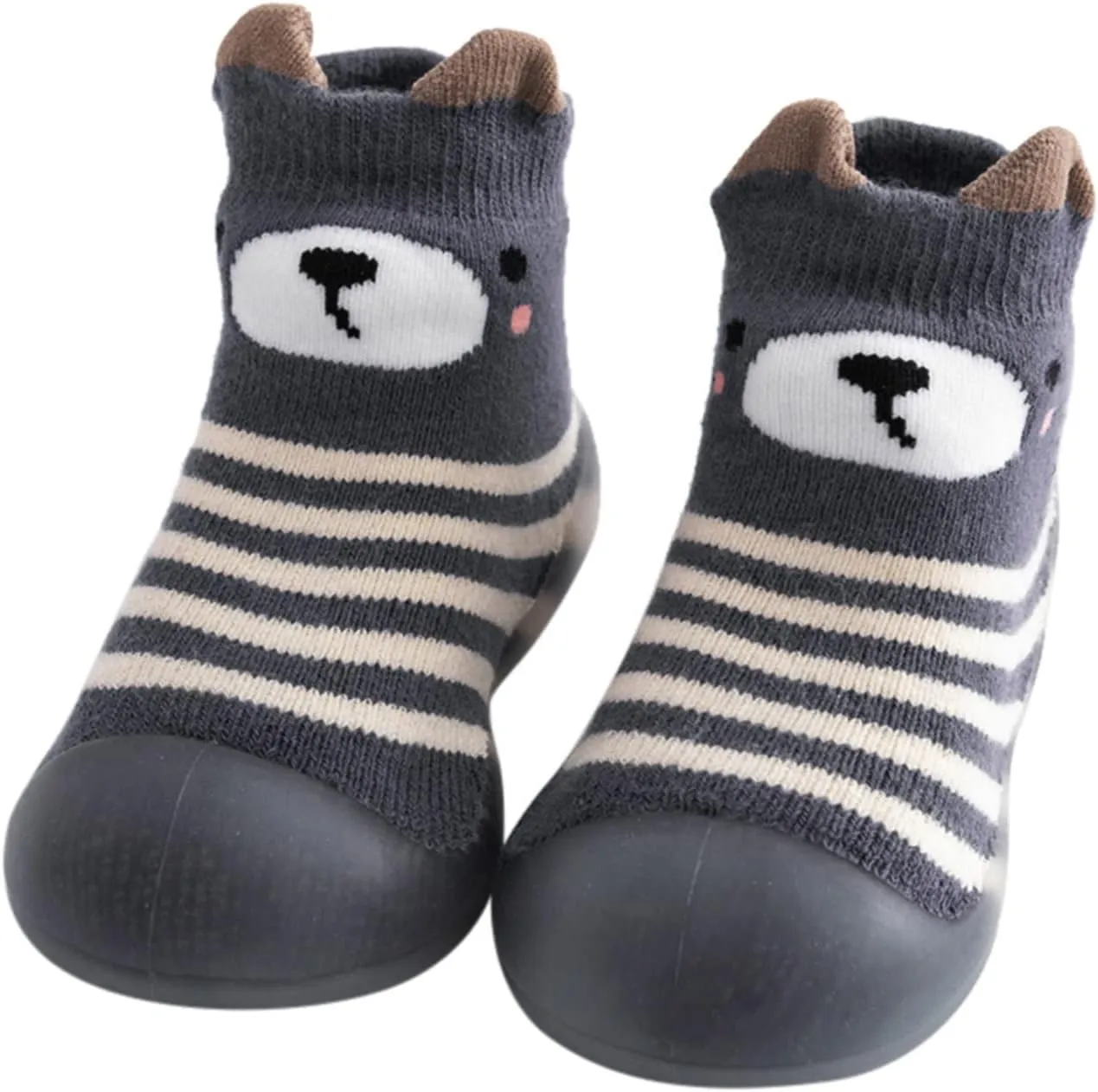 House Slippers Kids Toddler Baby Boys Girls Solid Warm Knit Soft Sole Rubber Shoes Slipper Stocking Soft Shoes