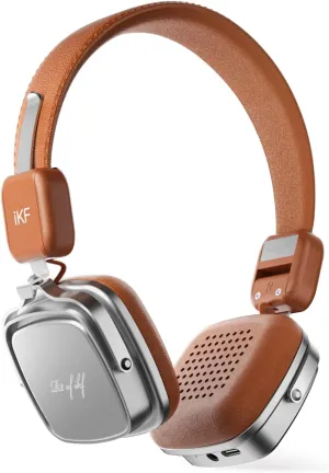 iKF R2 Retro Classic Metal and Leather Grain Headphones, On Ear,Ergonomic Design,40mm Drivers, ENC Noise Cancelling, Bluetooth V5.4 & Wired Dual Mode, 60H Playtime,Throwback 80s 90s (Brown)