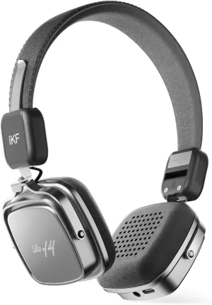 iKF R2 Retro Classic Metal and Leather Grain Wireless Headphones, On Ear,Ergonomic Design,40mm Drivers, ENC Noise Cancelling, Bluetooth V5.4 & Wired Dual Mode, 60H Playtime,Throwback 80s 90s (Black)