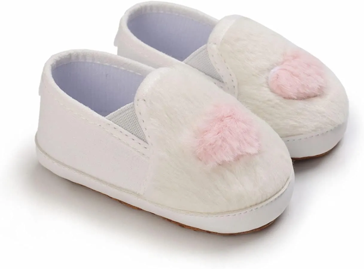 Infant First Walking Non-Slip Soft Sole Heart Pattern Plush Crib
