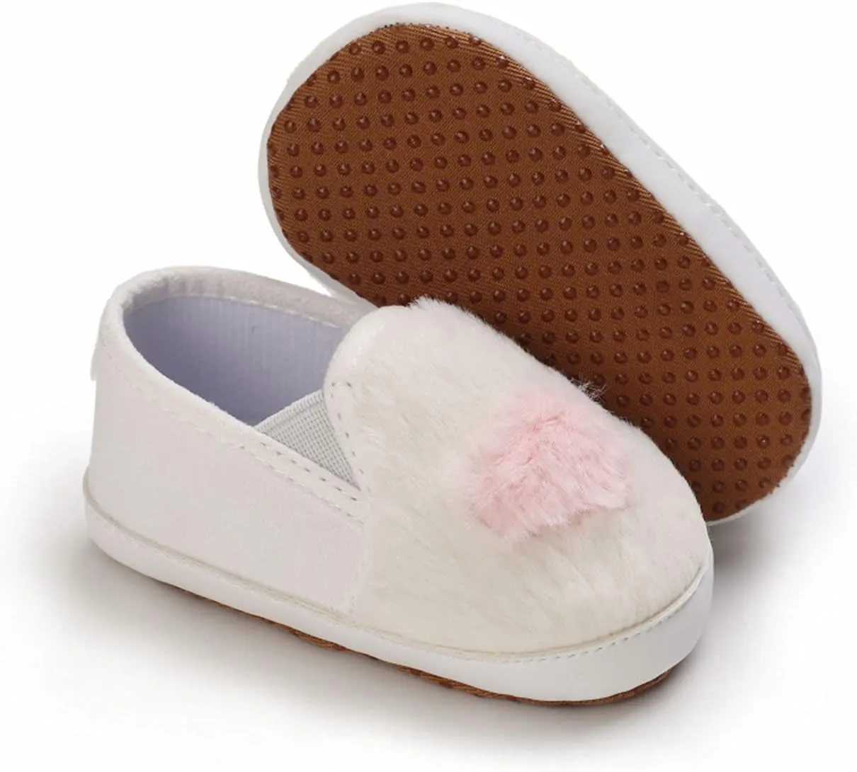 Infant First Walking Non-Slip Soft Sole Heart Pattern Plush Crib