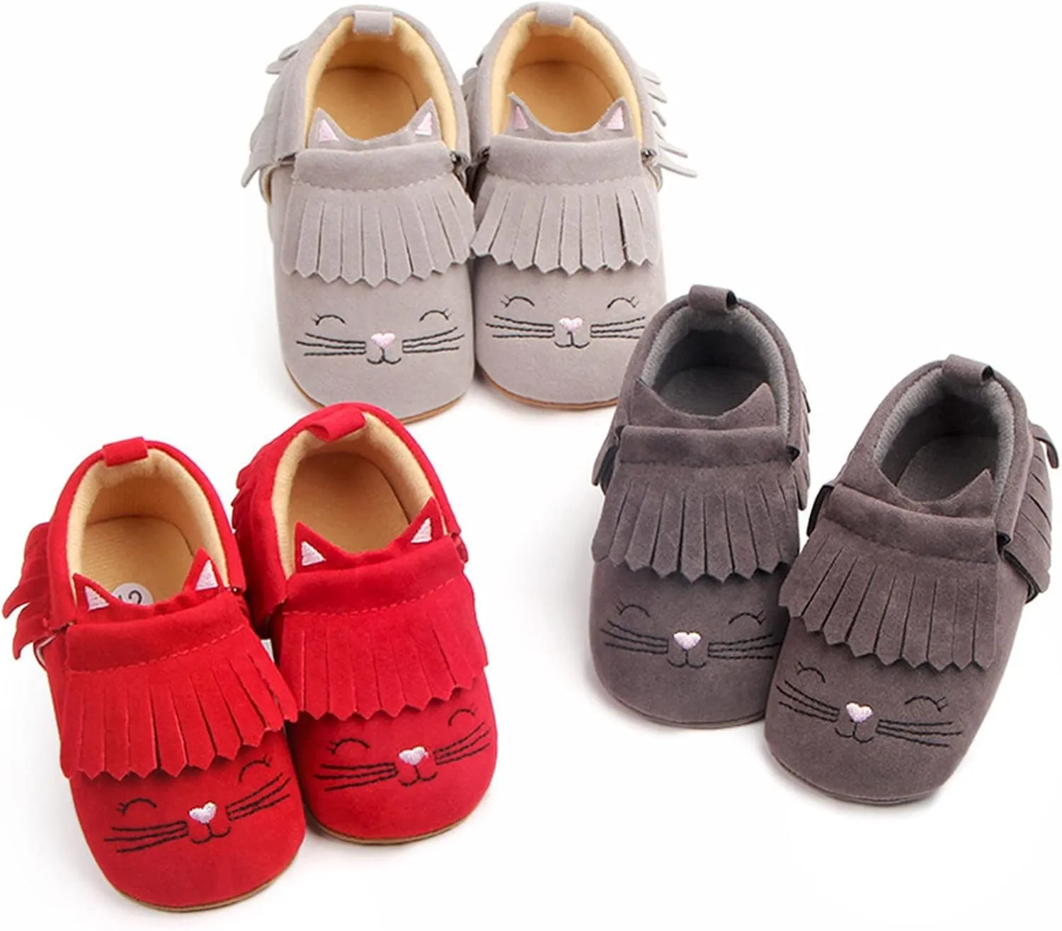 Infant Toddler Shoes Soft Sole Toddler Shoes Tassel Cute Cartoon Embroidery Princess Toddler Slides Shoes