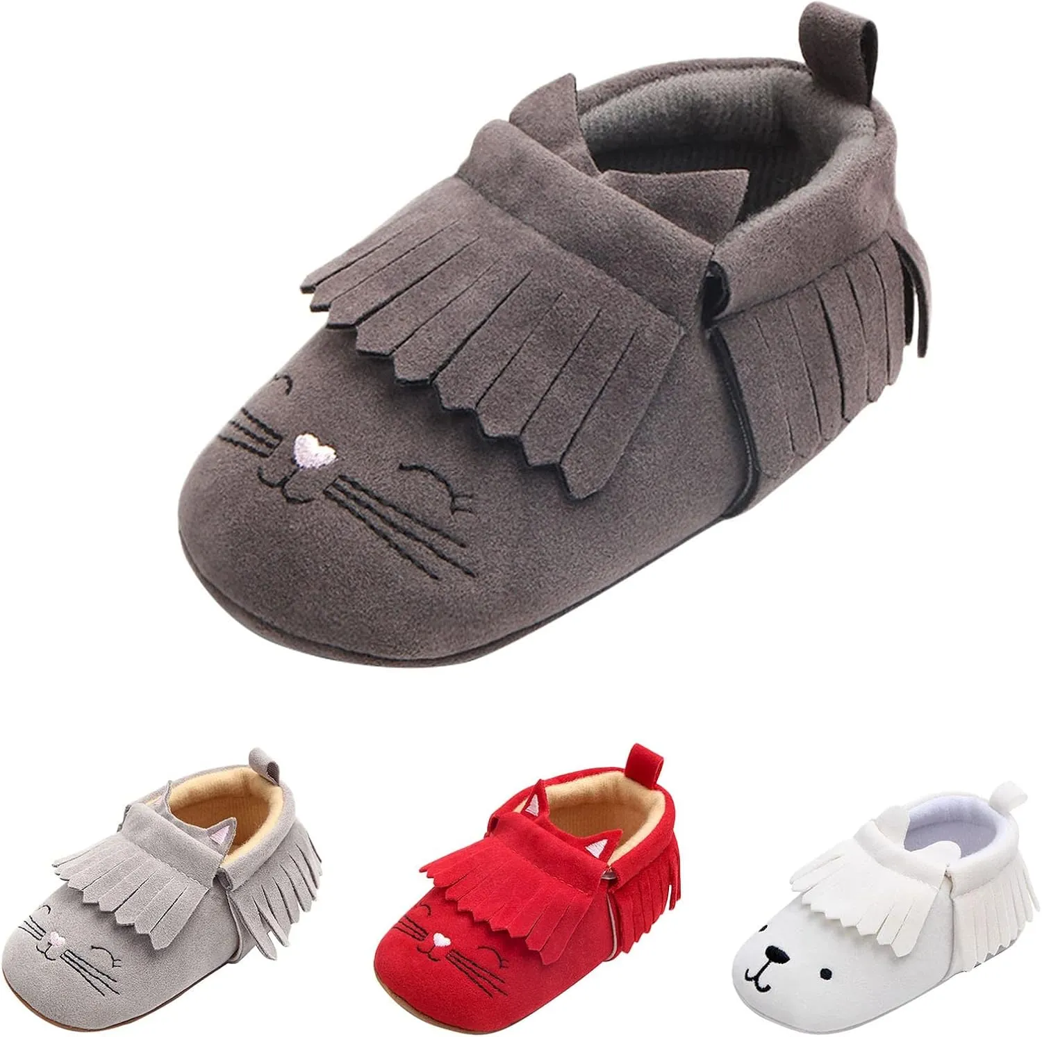 Infant Toddler Shoes Soft Sole Toddler Shoes Tassel Cute Cartoon Embroidery Princess Toddler Slides Shoes