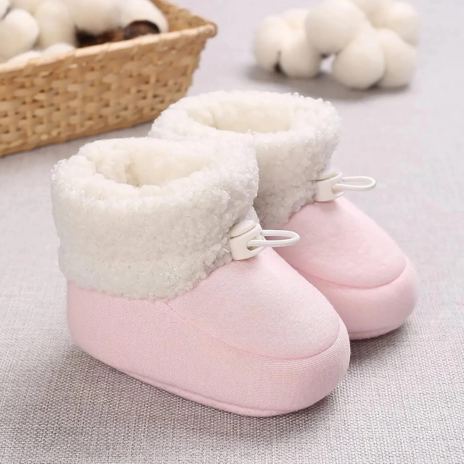 Infant Unisex Warm Fur Lined Soft Boots Baby Winter Ankle Non-Slip Rubber Sole Toddler Winter Snow Crib Shoes