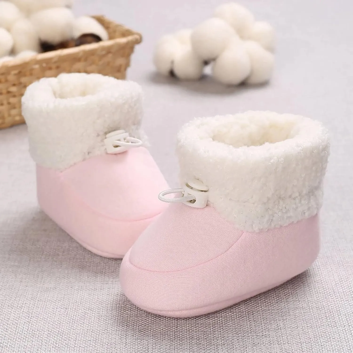 Infant Unisex Warm Fur Lined Soft Boots Baby Winter Ankle Non-Slip Rubber Sole Toddler Winter Snow Crib Shoes