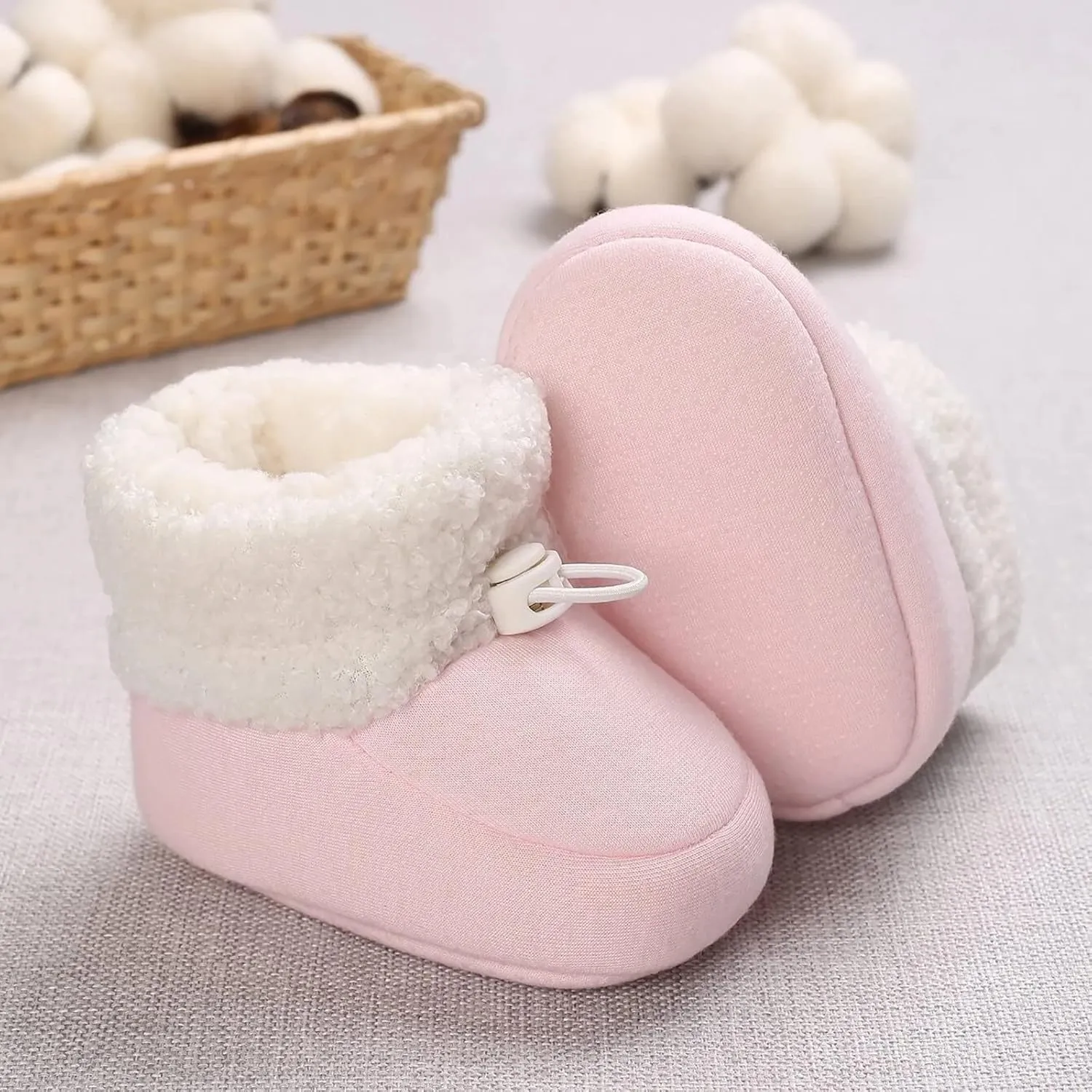 Infant Unisex Warm Fur Lined Soft Boots Baby Winter Ankle Non-Slip Rubber Sole Toddler Winter Snow Crib Shoes