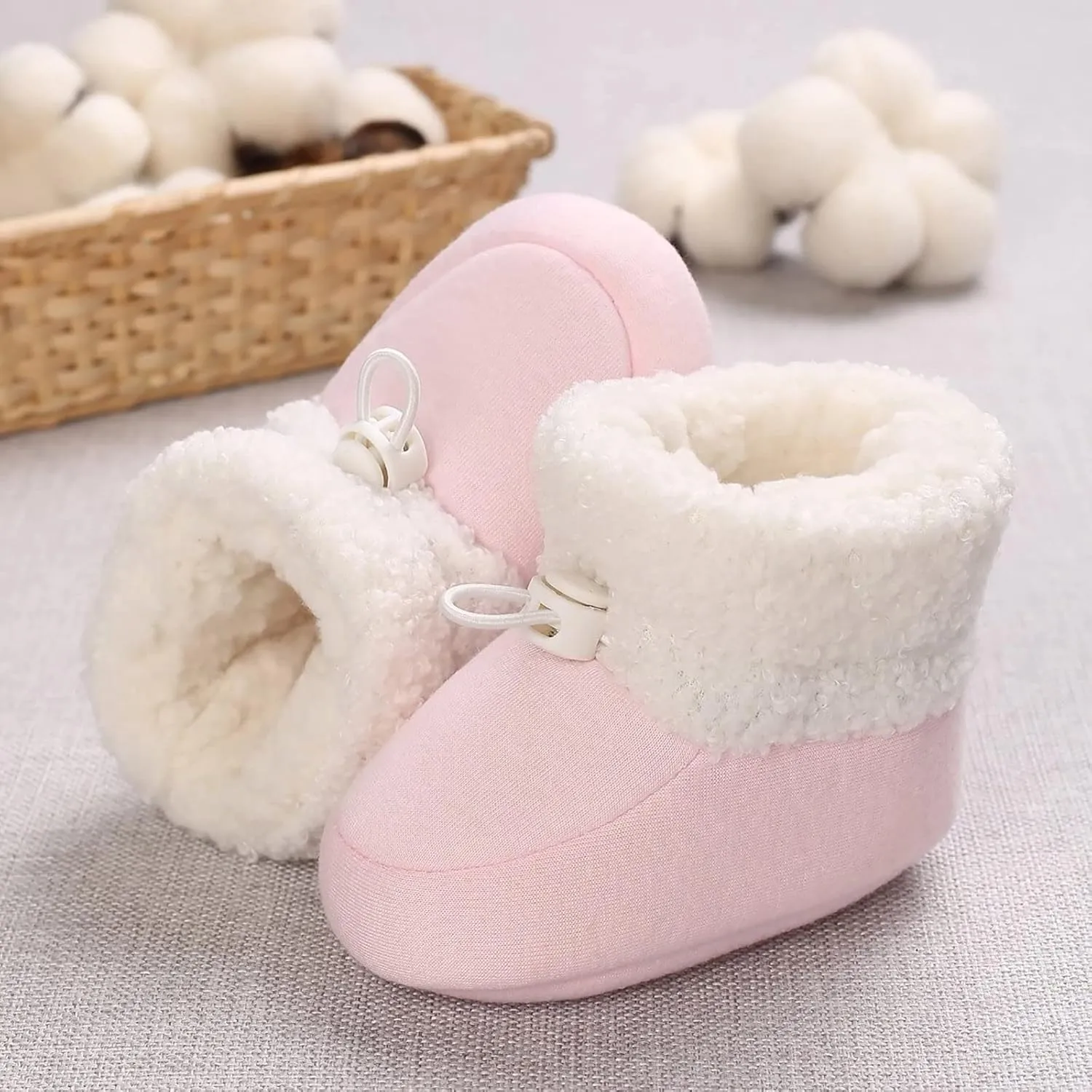 Infant Unisex Warm Fur Lined Soft Boots Baby Winter Ankle Non-Slip Rubber Sole Toddler Winter Snow Crib Shoes