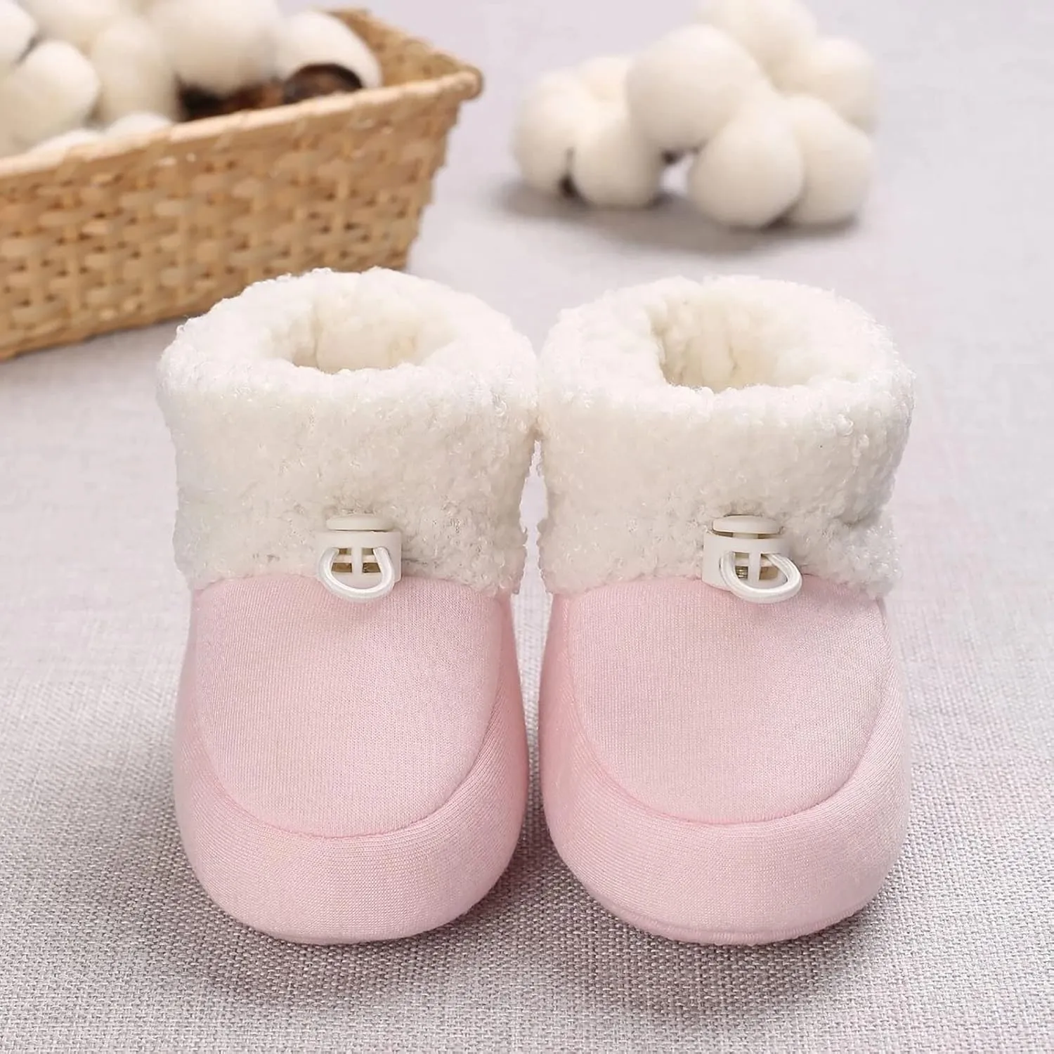 Infant Unisex Warm Fur Lined Soft Boots Baby Winter Ankle Non-Slip Rubber Sole Toddler Winter Snow Crib Shoes