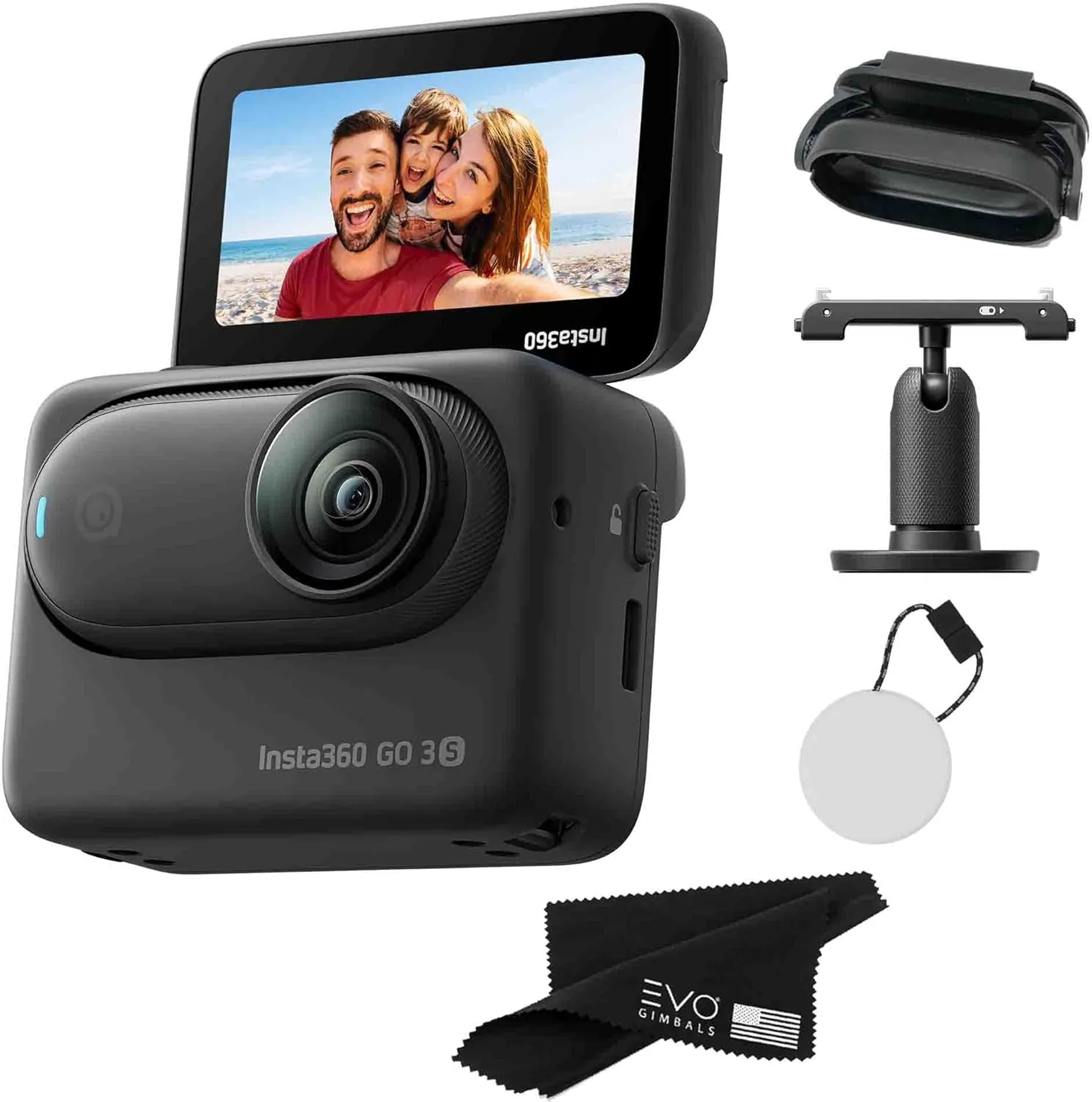 Insta360 GO 3S 64GB  Waterproof Tiny Mighty Action Camera with 4K 3840x2160 Video & 4000x3000 Photo, FlowState Stabilization, AI Editing, Action Pod (64GB Black)
