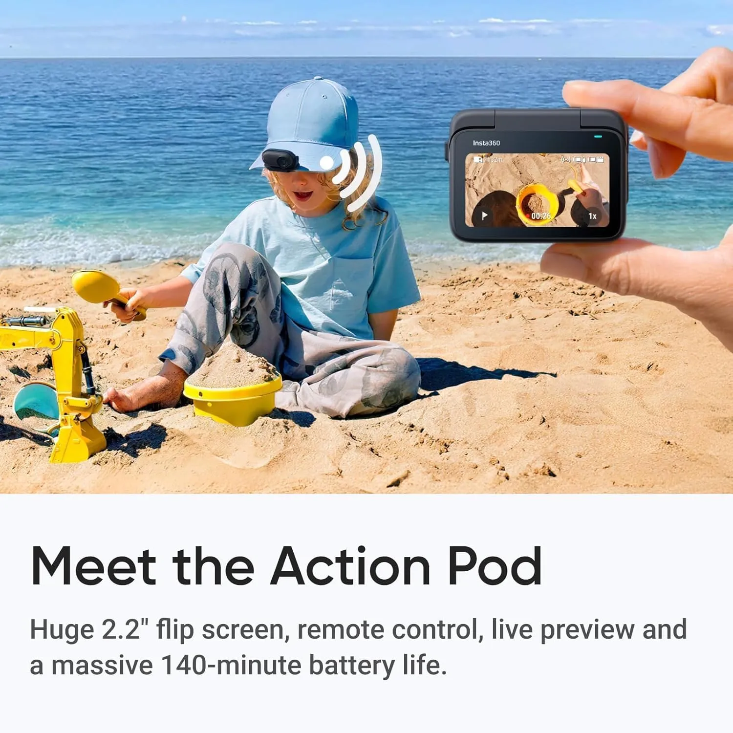 Insta360 GO 3S 64GB  Waterproof Tiny Mighty Action Camera with 4K 3840x2160 Video & 4000x3000 Photo, FlowState Stabilization, AI Editing, Action Pod (64GB Black)