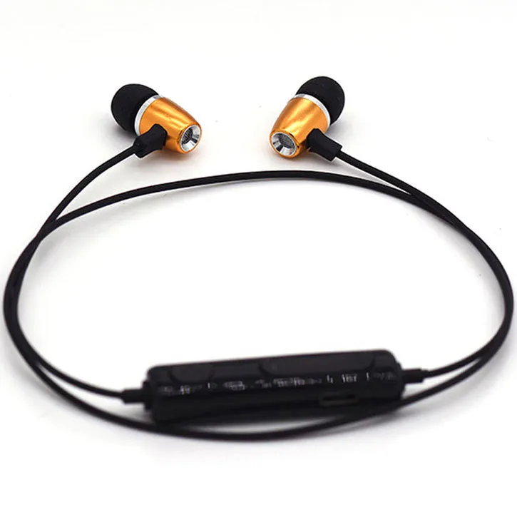 iTD Gear Metal Bullet In Ear Bluetooth Stereo Headphones in Gold