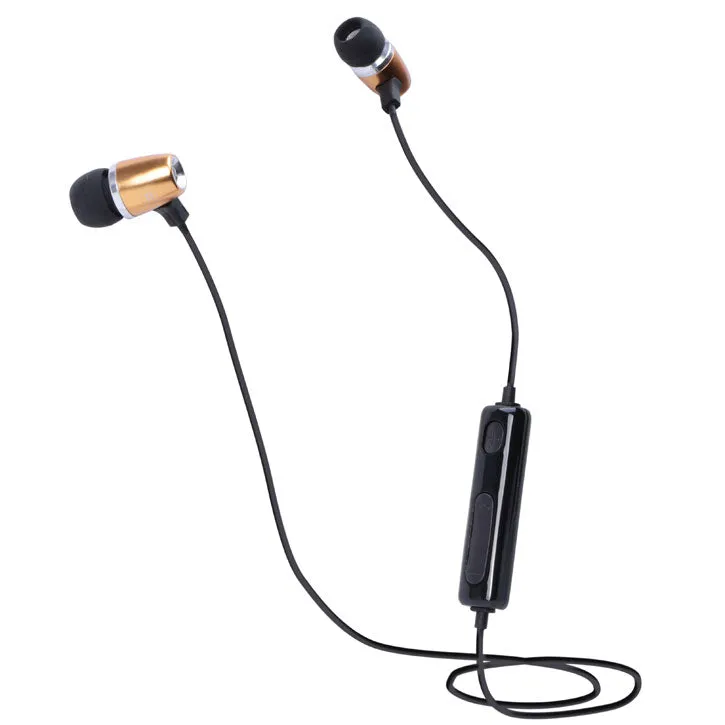 iTD Gear Metal Bullet In Ear Bluetooth Stereo Headphones in Gold