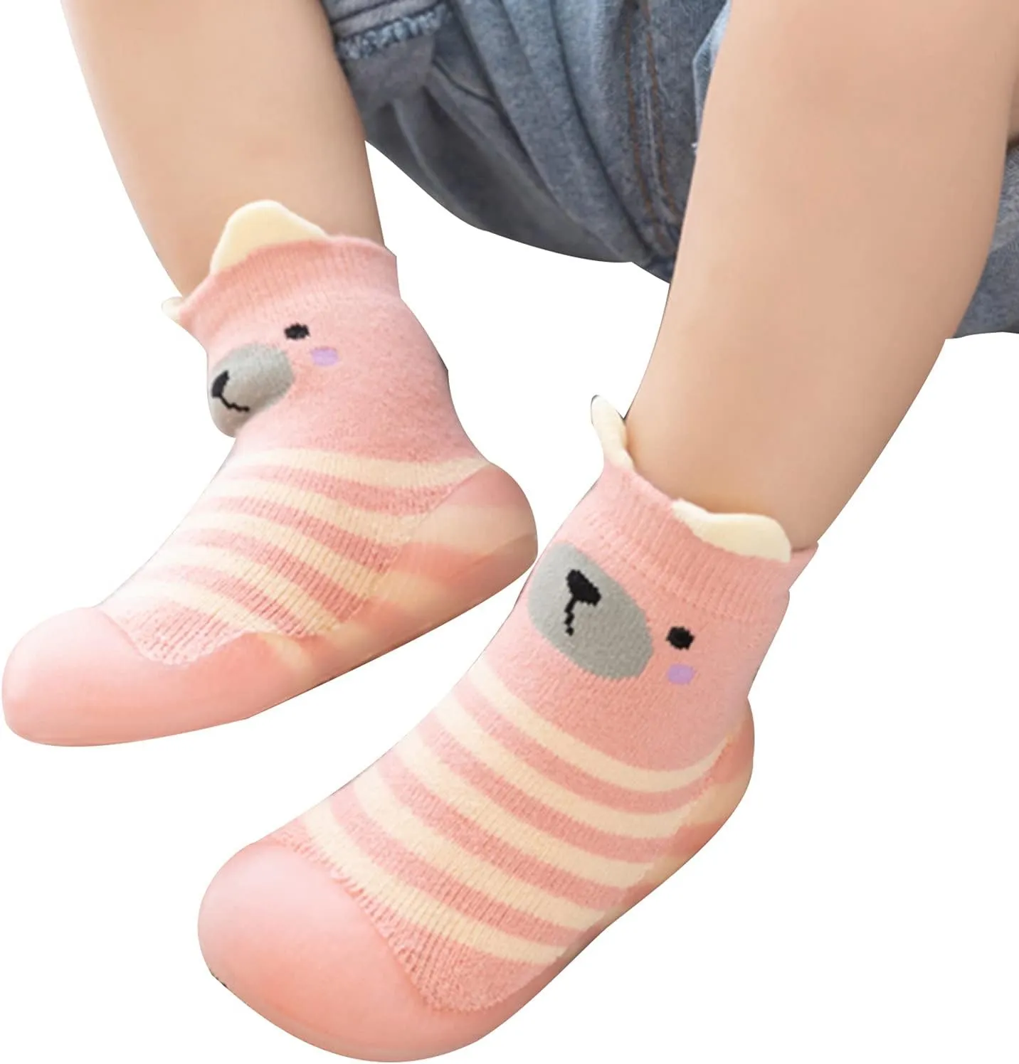 JINCAIHONG Toddler Slippers with Grips Babys House Shoes Soft Rubber Sole Slipper Socks for Toddlers Sneakers