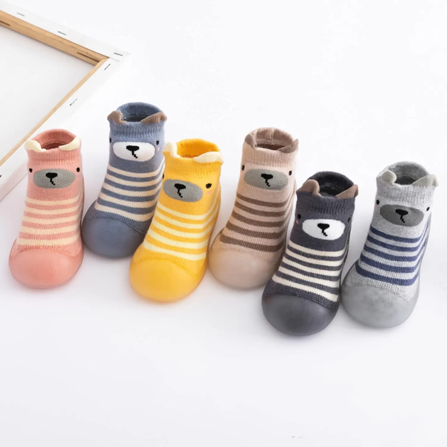 JINCAIHONG Toddler Slippers with Grips Babys House Shoes Soft Rubber Sole Slipper Socks for Toddlers Sneakers
