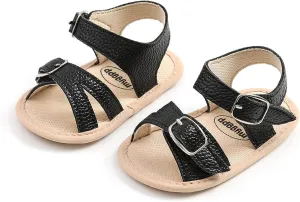 Jshuang 0-18M Baby Boys Girls Bow Sandals Soft Non-Slip Rubber Sole Summer Flat Walking Shoes