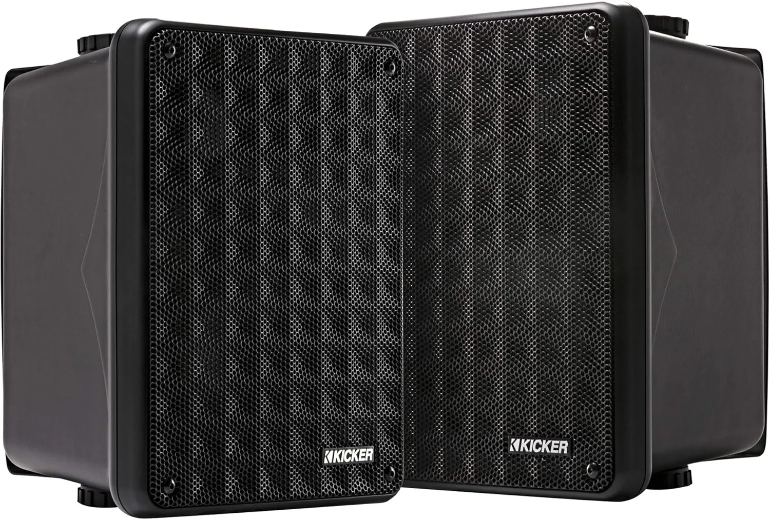 Kicker KB6B 2-Way Full Range Indoor Outdoor Speakers (Pair) Weatherproof Speakers for Patio Garage Poolside in-Home, 6.5 inch woofer, 2x5 inch Horn Tweeter Black