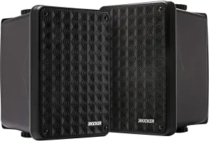 Kicker KB6B 2-Way Full Range Indoor Outdoor Speakers (Pair) Weatherproof Speakers for Patio Garage Poolside in-Home, 6.5 inch woofer, 2x5 inch Horn Tweeter Black